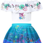 Encanto Traje de Baño para Niña Mirabel Bikini Traje de Baño Princesa Fuera del Hombro Volantes