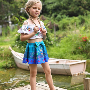 Encanto Traje de Baño para Niña Mirabel Bikini Traje de Baño Princesa Fuera del Hombro Volantes