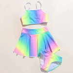 Traje de baño de niña arcoíris de tres piezas