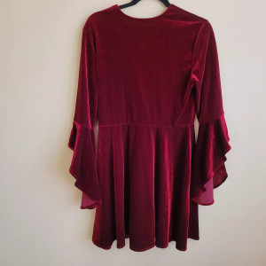 Vestido rojo de terciopelo, medieval, doncella, princesa, halloween, disfraz, navidad
