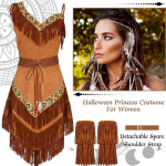Disfraz Pocahontas,  indigena nativo americano para mujer, disfraz de doncella india, culturas