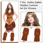 Disfraz Pocahontas,  indigena nativo americano para mujer, disfraz de doncella india, culturas
