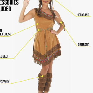 Disfraz Pocahontas,  indigena nativo americano para mujer, disfraz de doncella india, culturas